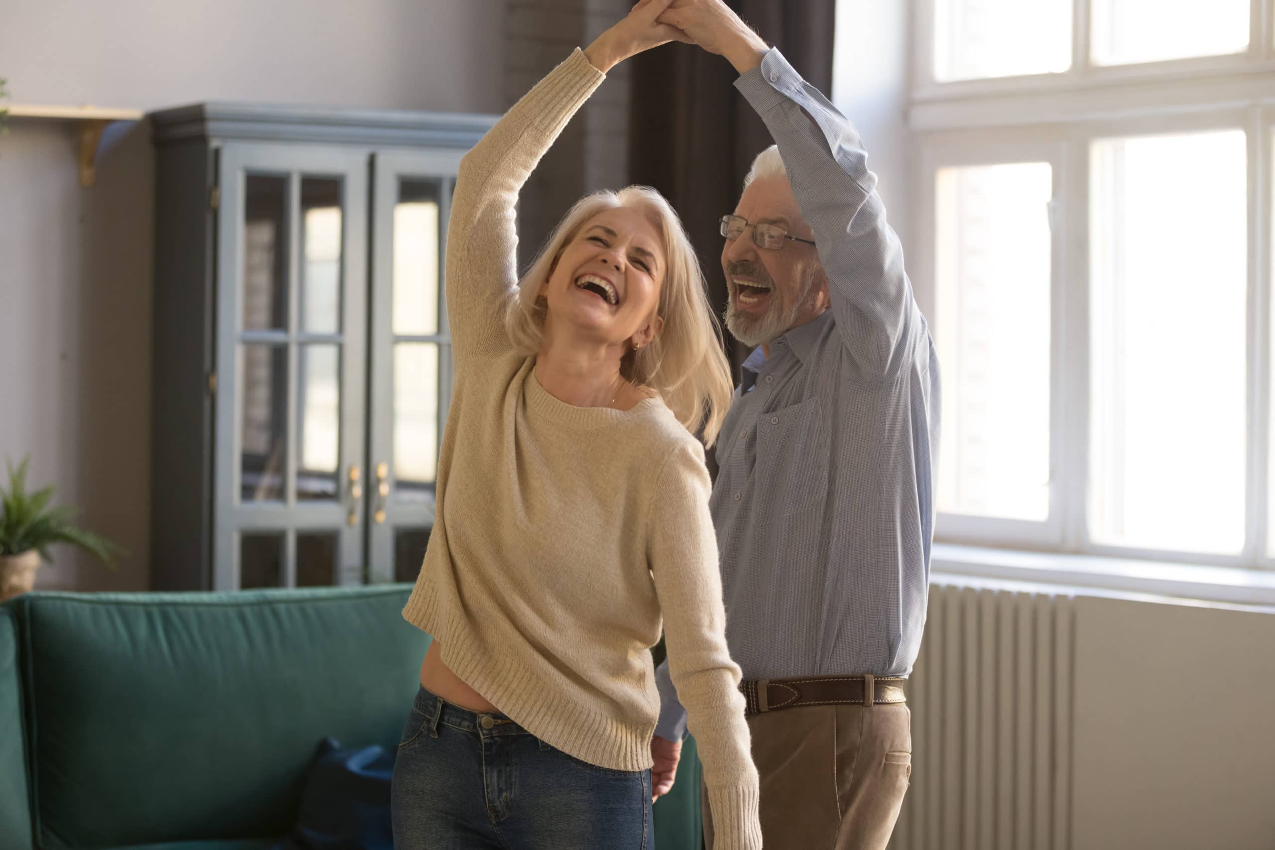 Overjoyed,mature,grey Haired,caucasian,husband,and,wife,have,fun,enjoy